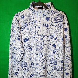 Golf Gentry Men's 1/4 Zip Long Sleeve Size XL Blue White Loud Party Design